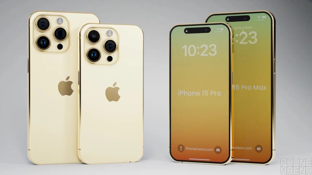 iPhone 15 в корпусе золотистого цвета