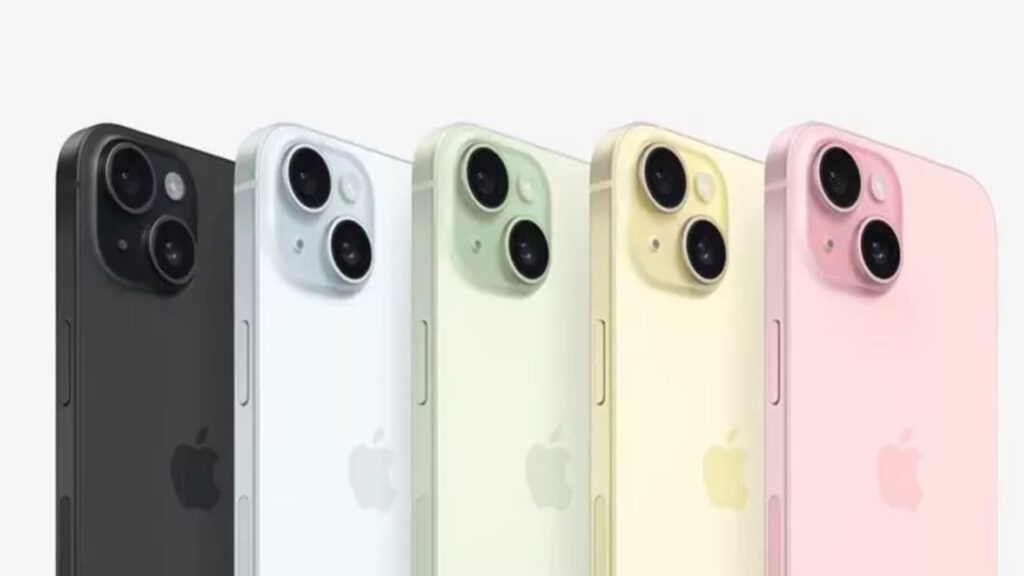 iPhone 15 в различных цветах корпуса