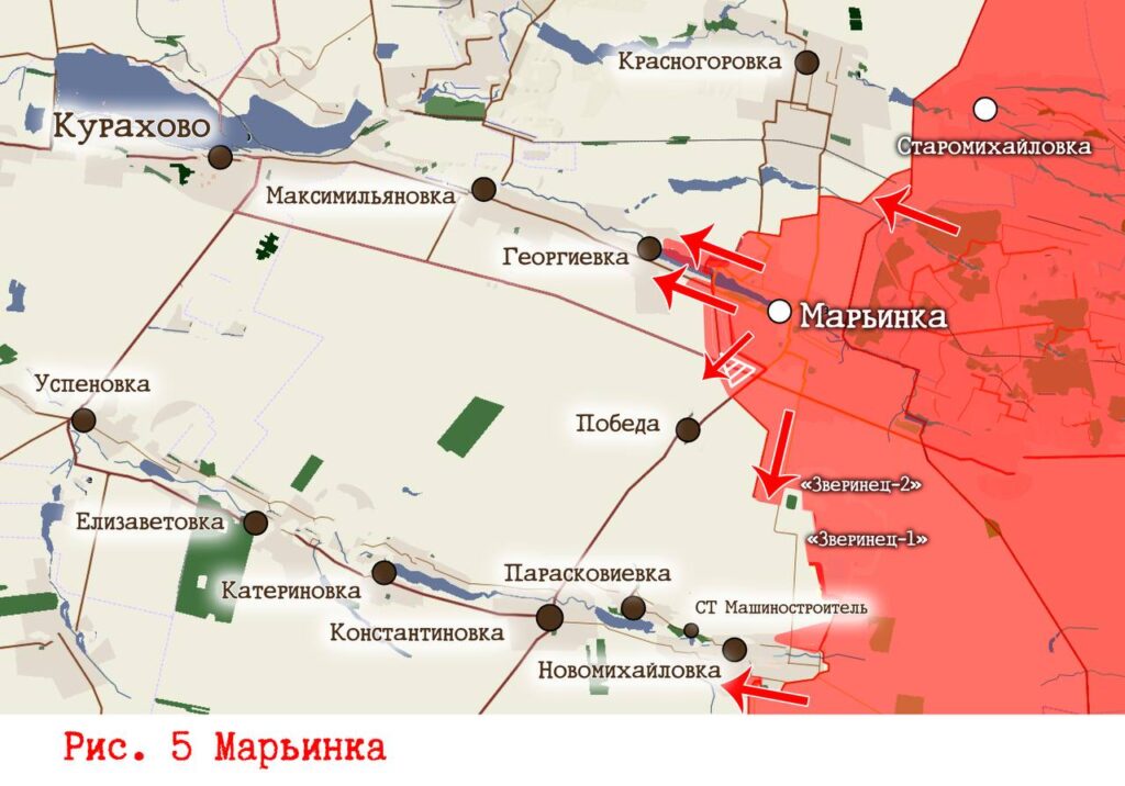 Новомихайловка и Марьинка - карта боевых действий