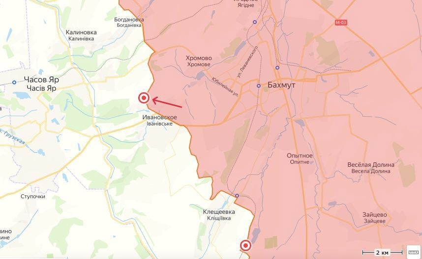 Ивановское - карта боевых действий (22 марта)