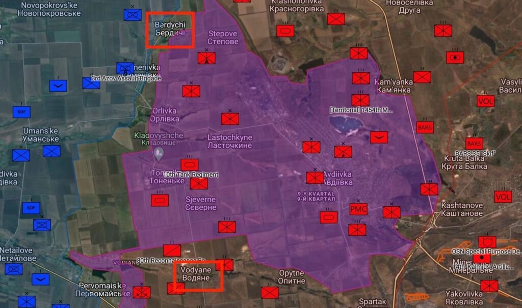 Авдеевское направление - карта боевых действий (03.04.2024)